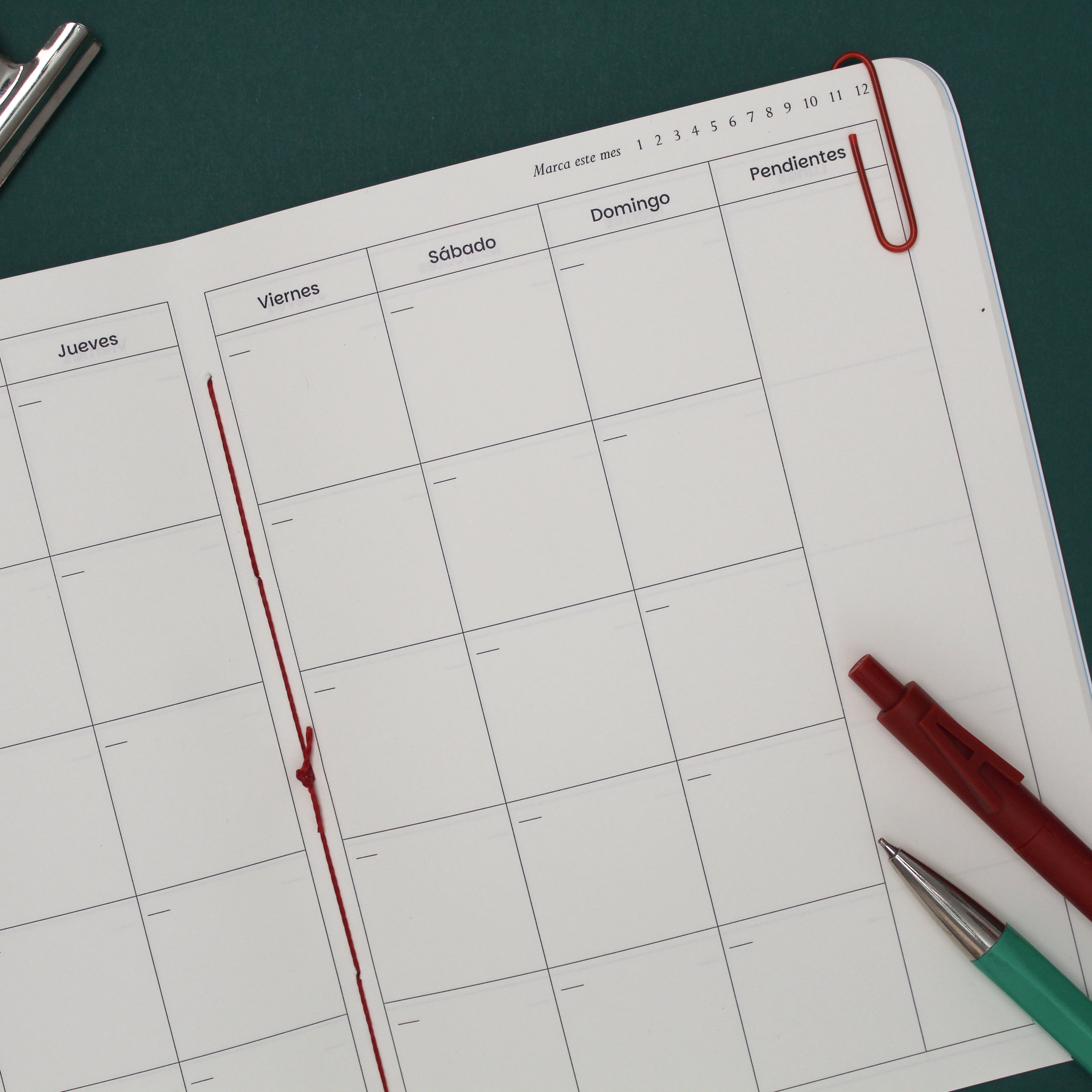 agenda planner mensual 13 meses diseño interior papelería artesanal